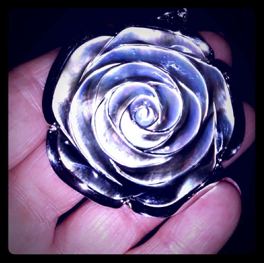 Beautiful Carved Abalone Rose Necklace